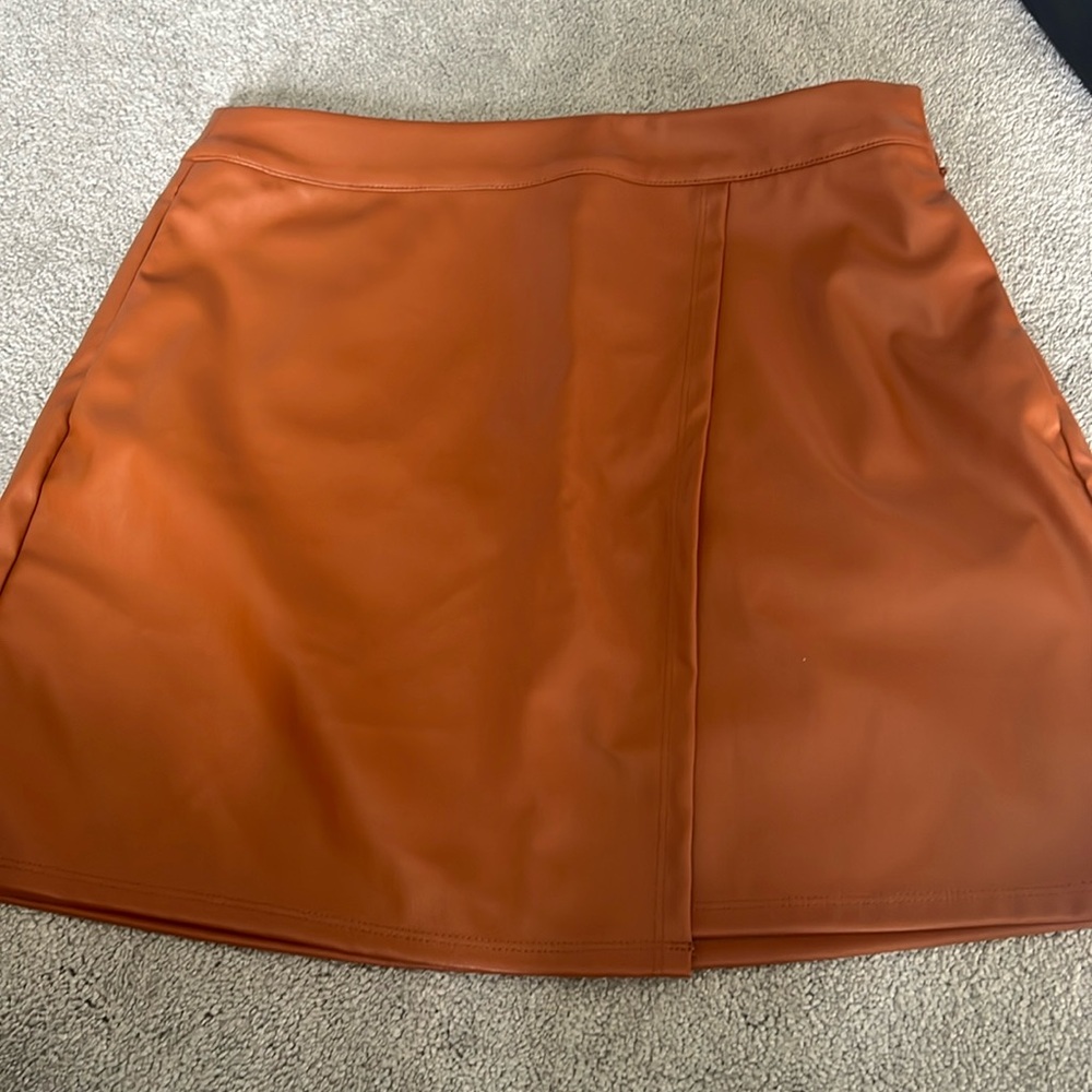 Brown leather skirt